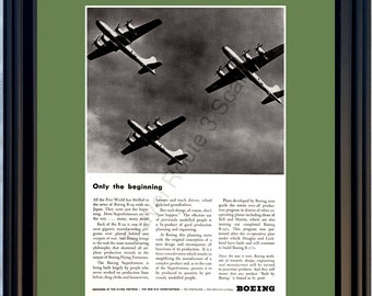 1945 WWII WW2 B-29 B29 Superfortress Vintage Ad Bombers Boeing Only the Beginning Bell &artin World War II 2 45 *You Choose Frame-Mat Colors