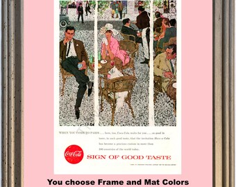 1957年 コカ・コーラ パリ ヴィンテージ広告 カフェ絵画 良質な味わい