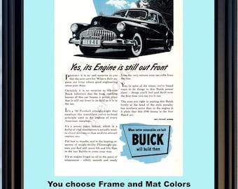 1946 WWII WW2 Buick Vintage Ad Fireball Straight Eight 8 Engine Motor Warplane Aircraft World War II 2 46 *You Choose Frame-Mat Colors*