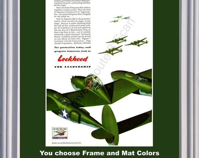 1942 P-38 Lightning WWII WW2 Vintage Ad Lockheed Fighter Plane Tough ...