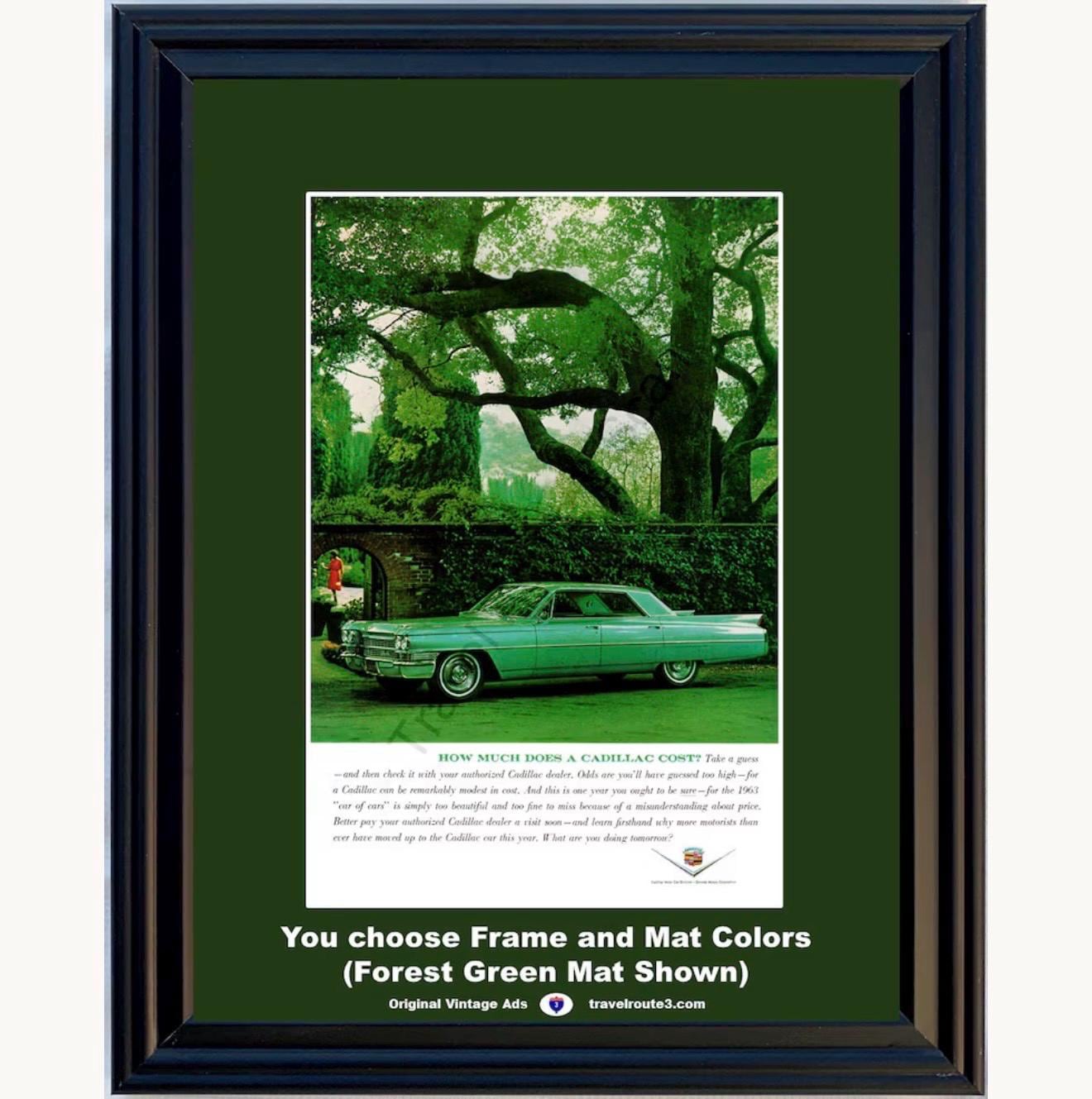 1963 Cadillac Sedan De Ville Framed ORIGINAL Vintage Ad - Office
