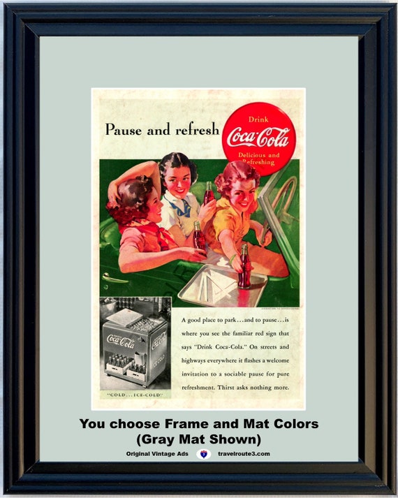 1938 Coca Cola Convertible Car Cooler Vintage Ad Girls Ladies