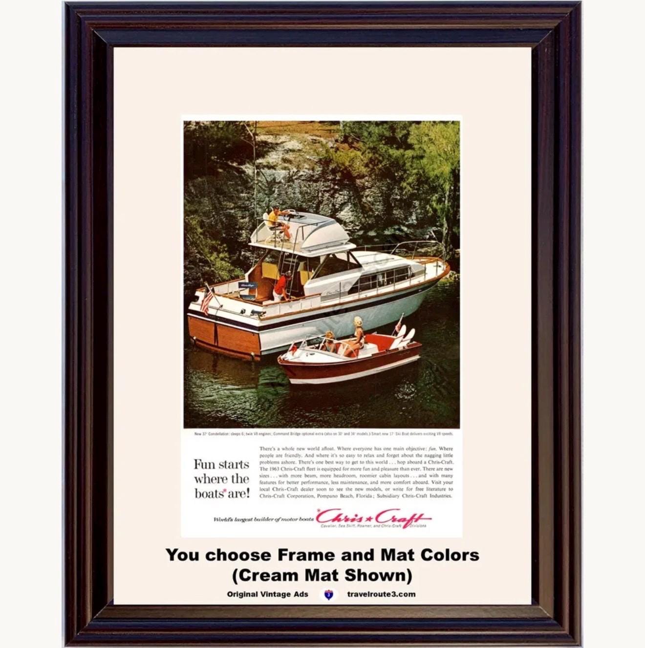 1963 Chris Craft 37' Constellation Vintage Ad Fun Boats 17' Ski V8