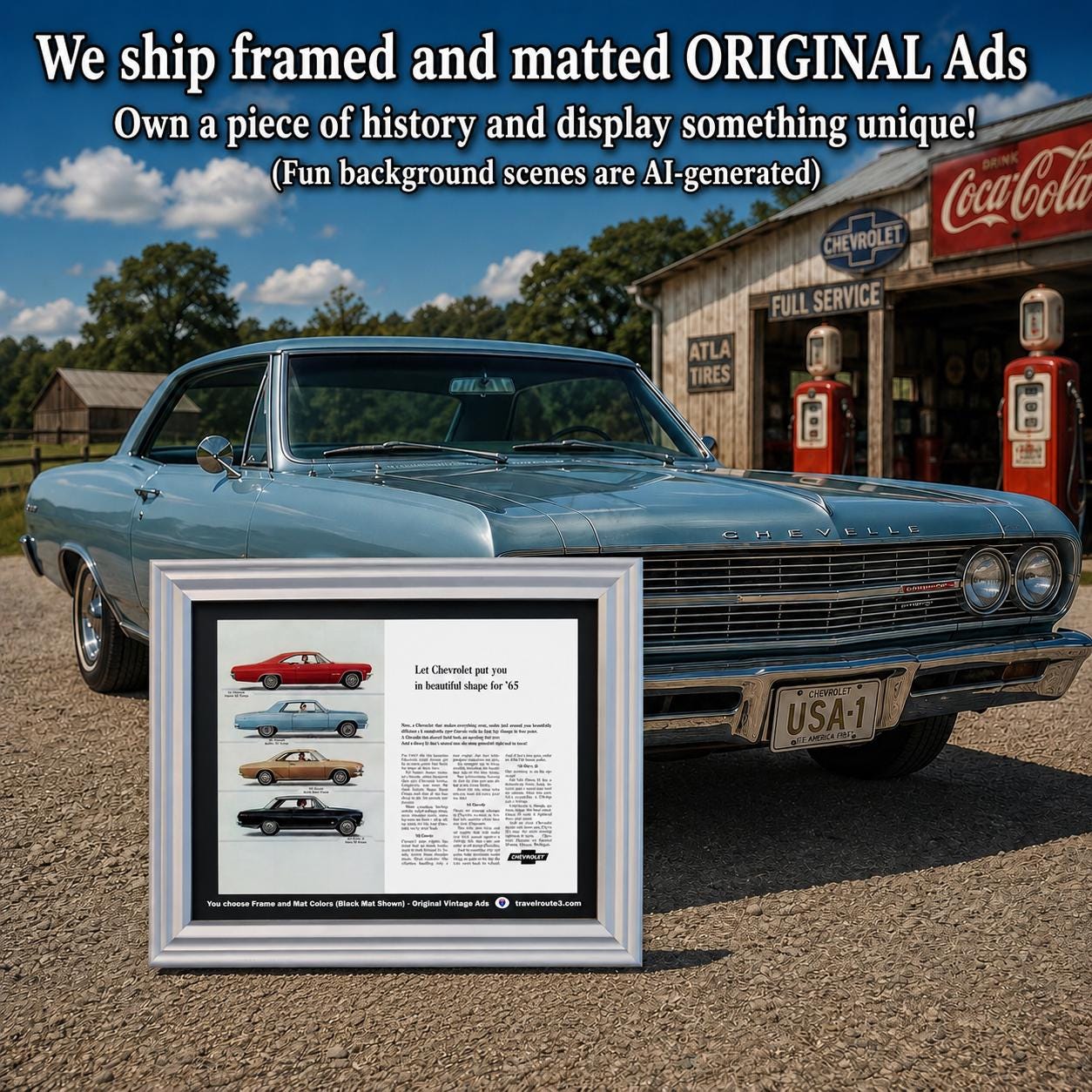 1965 Chevrolet Chevelle SS Framed ORIGINAL Vintage Ad - 65 Chevy