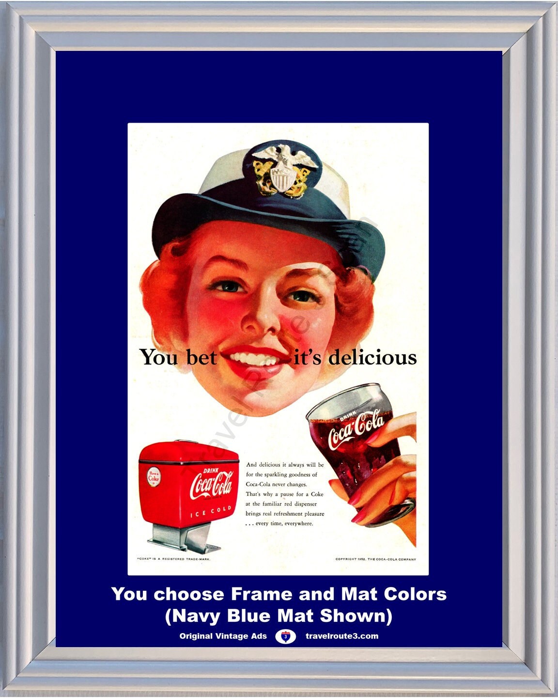1952 Coca Cola Navy Woman Vintage Ad Have a Coke Drink Ice Cold