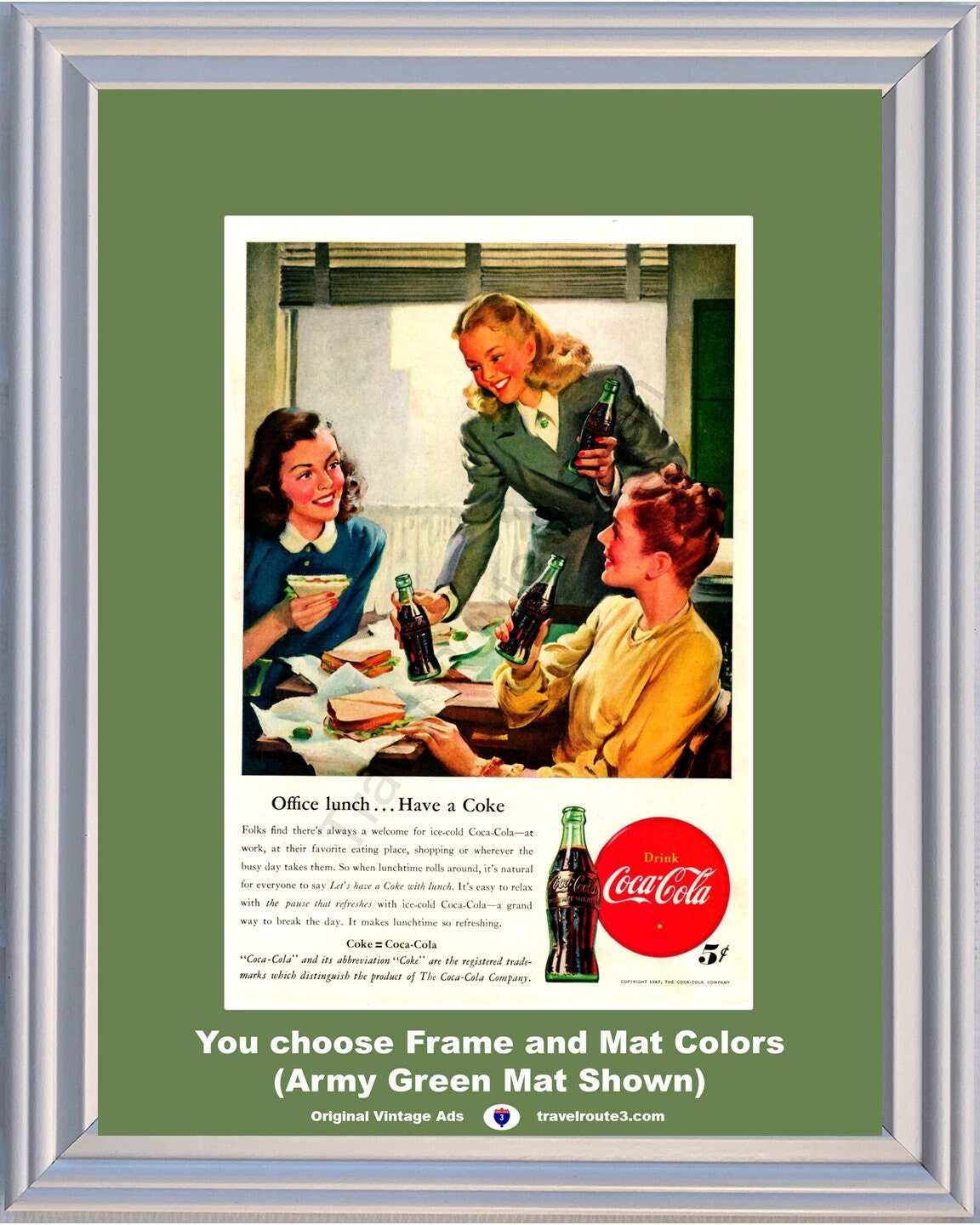 1947 Coca Cola Office Lunch Vintage Ad Have a Coke the Pause That