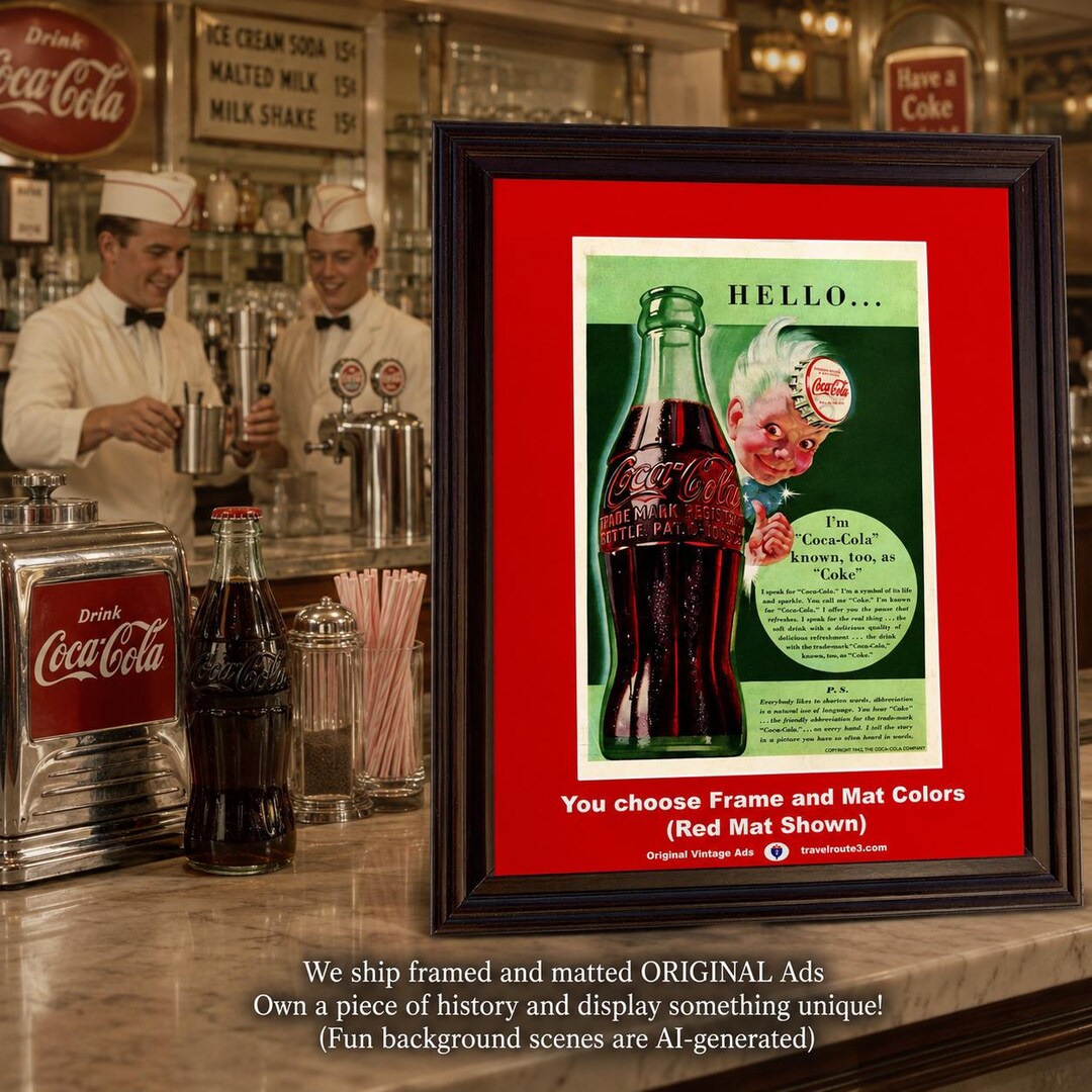 1942 Coca Cola Coke Framed ORIGINAL Vintage Ad - Nickname
