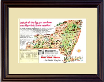1955 New York State Vacation Vintage Ad Empire Niagara Falls Long Island Travel 55 *You Choose Frame-Mat Colors-Free USA S&H*