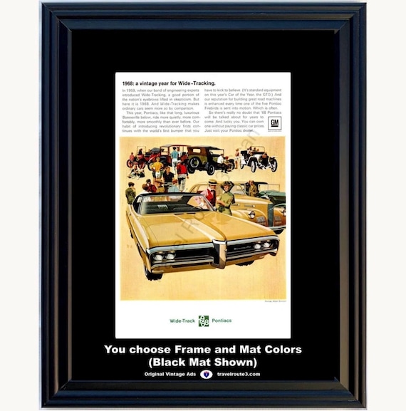 1968 Pontiac Bonneville Framed ORIGINAL Vintage Ad - 68 Wide Track