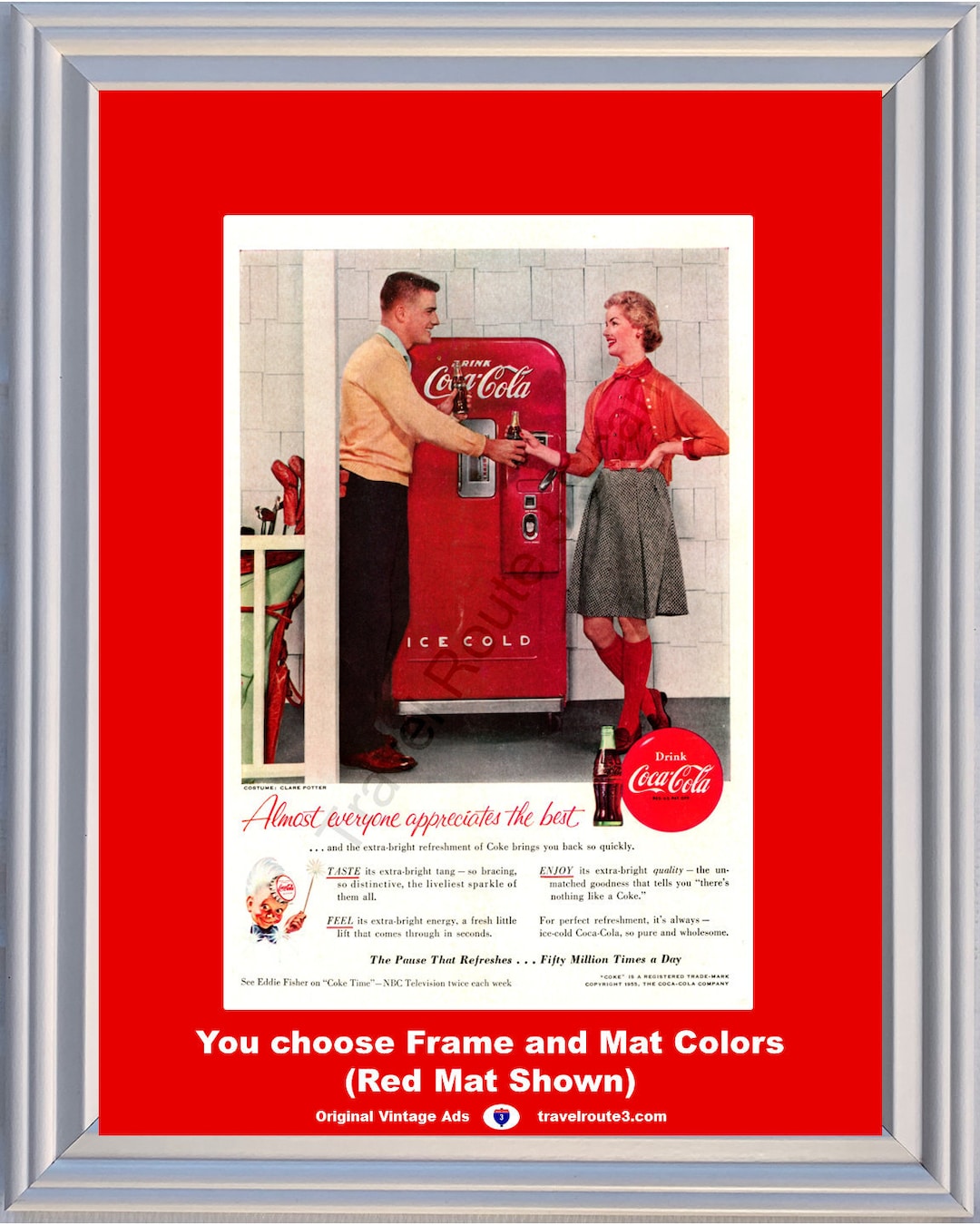 Coca-Cola 1950年代スタイル チェアー　未開封品 1955 Coca Cola Machine Vintage Ad There's Nothing Like Coke Pause
