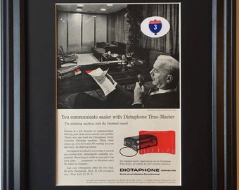 1957 Dictaphone Time Master Vintage Ad Dictabelt Record Dictating Machine 57 *You Choose Frame-Mat Colors*