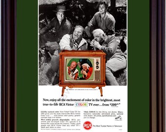 1965 Bonanza RCA kleuren-TV Vintage Ad Victor televisie Michael Landon Lorne Green Dan Blocker Pernell Roberts 65 u kiest framematkleuren