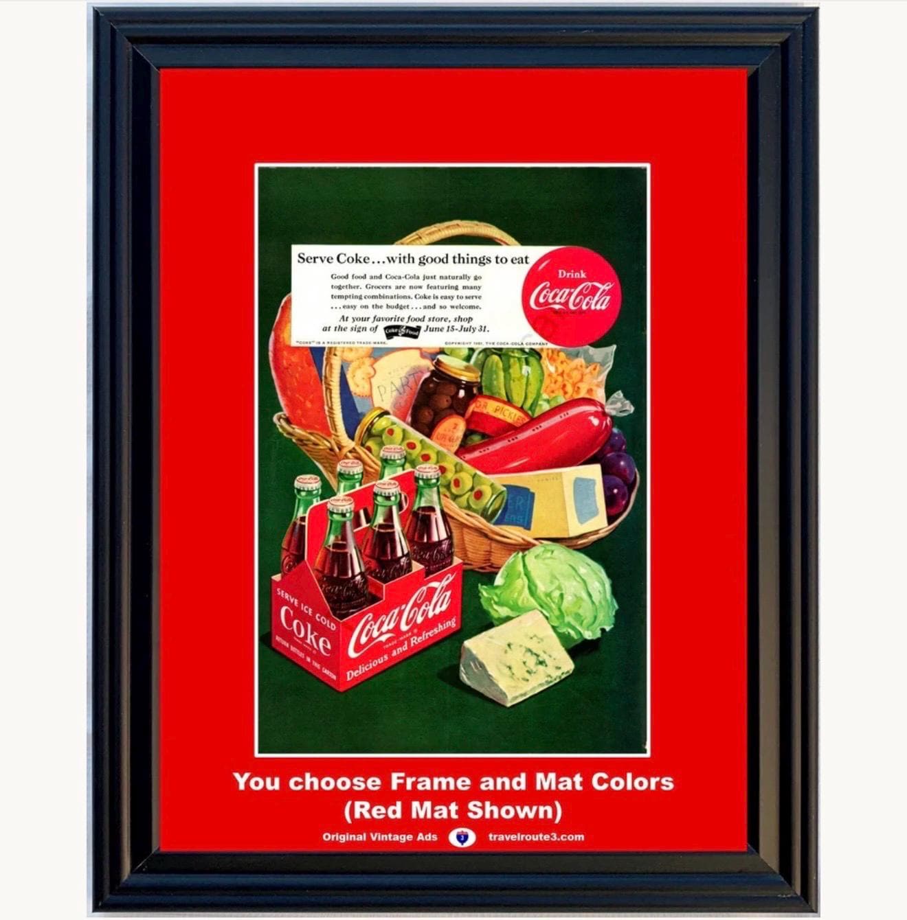 1951 Coca Cola Eat Good Food Vintage Ad Coke 6 Bottle Carton Serve