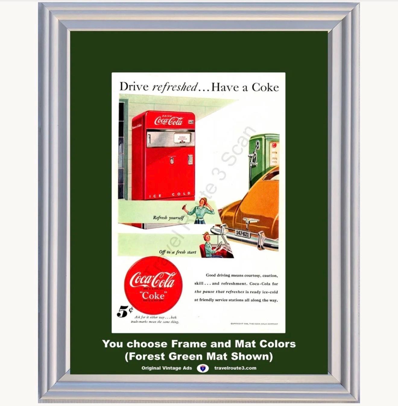 1948 Coca Cola Gas Station Framed ORIGINAL Vintage Ad - Coke