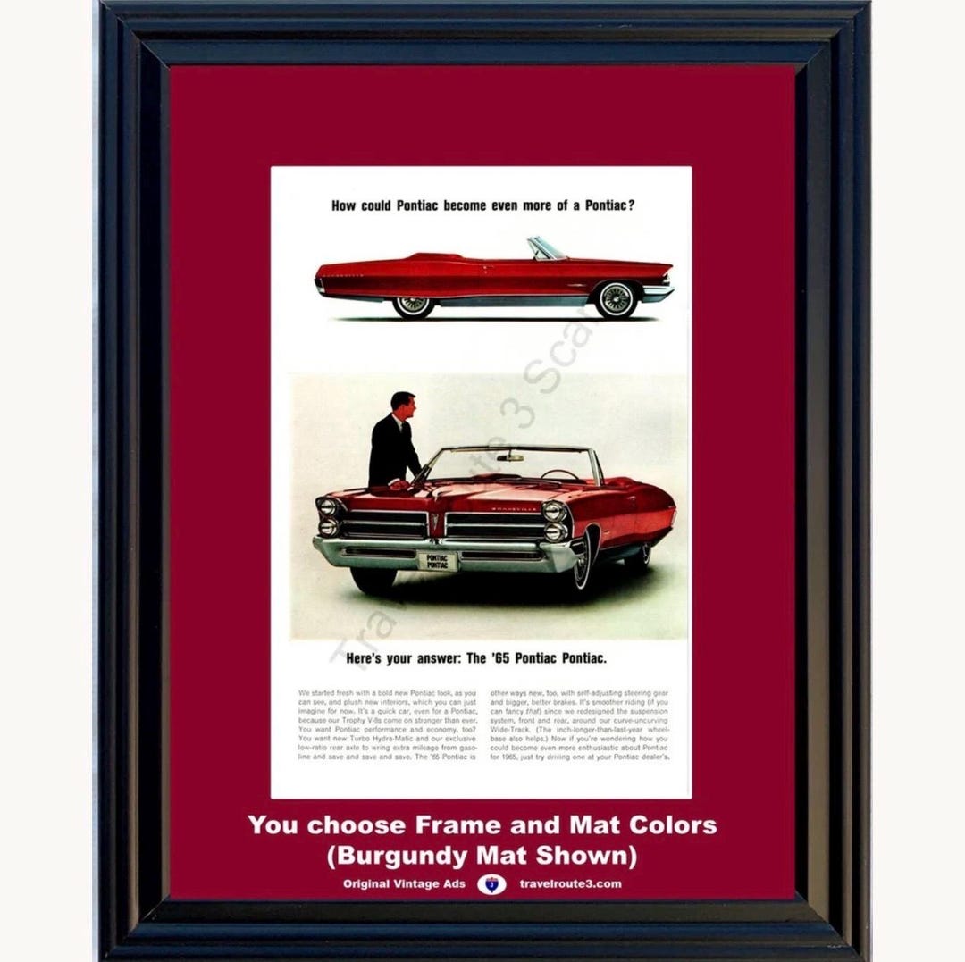 【Amber様】専用・赤/青、各360g≪リクエスト特割特価≫ 1965 Pontiac Bonneville Framed ORIGINAL Vintage Ad- 65 Convertible