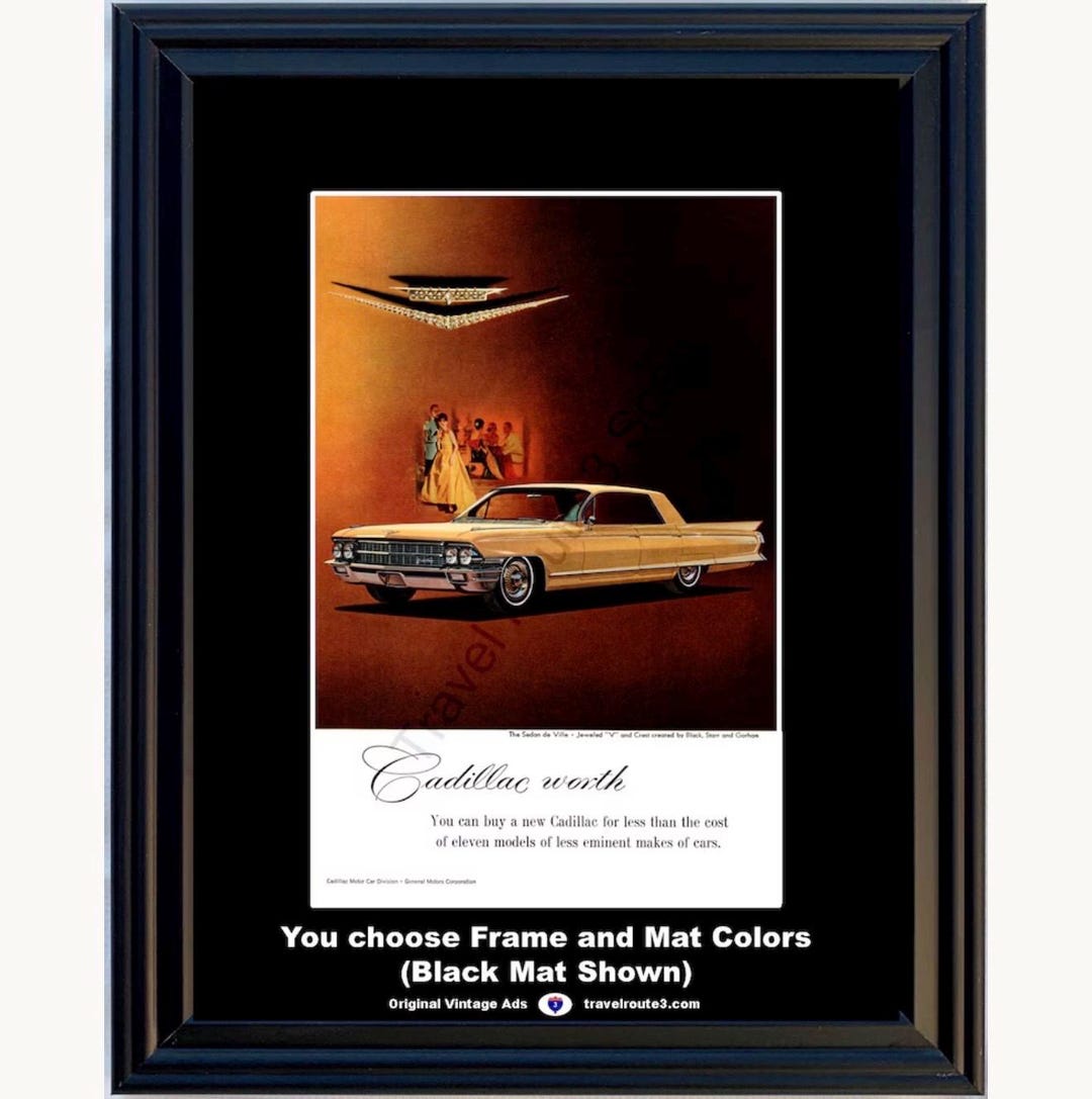 1962 Cadillac Sedan De Ville Framed ORIGINAL Vintage Ad - Jeweled