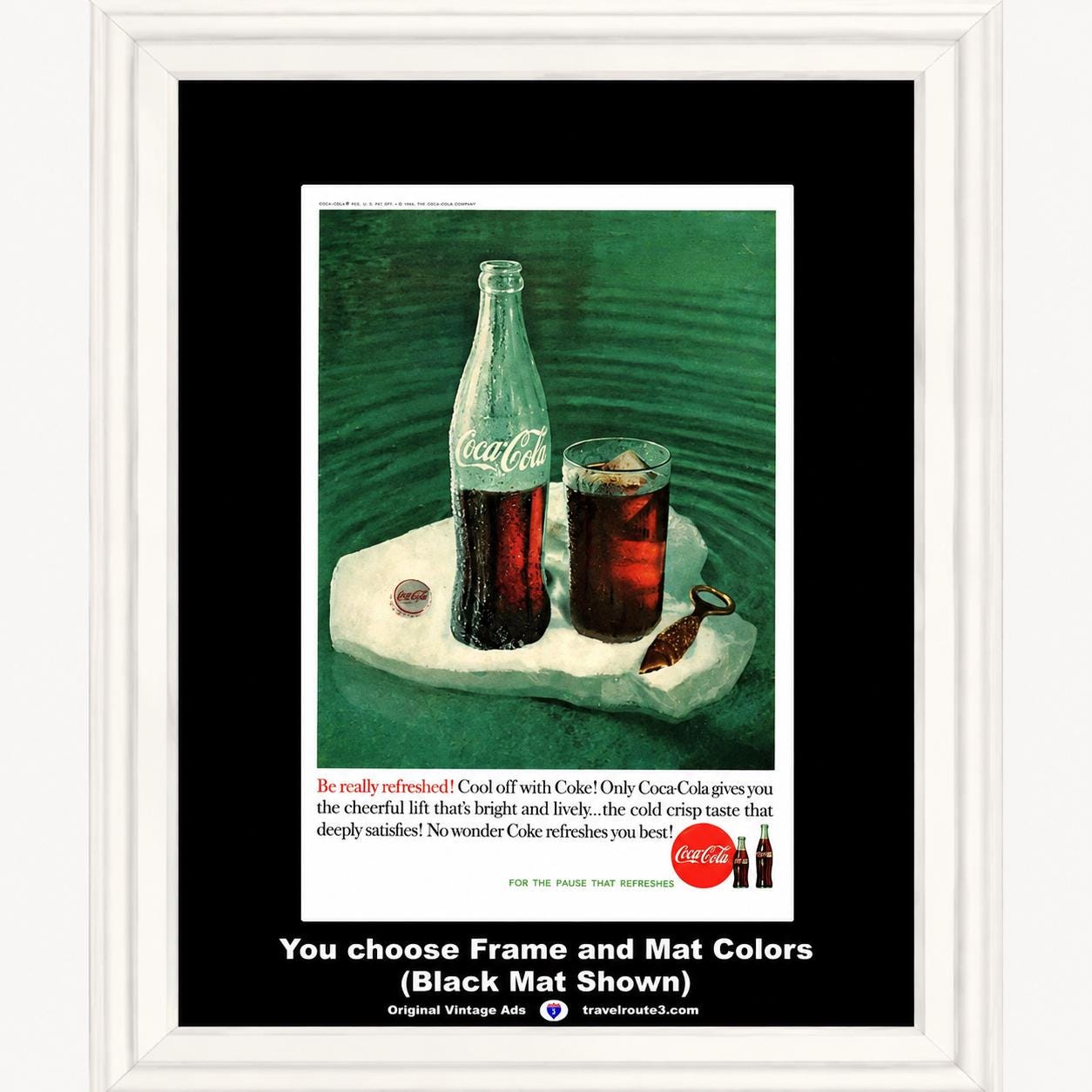 1960 Coca Cola Cool off Framed ORIGINAL Vintage Ad - Coke Pause