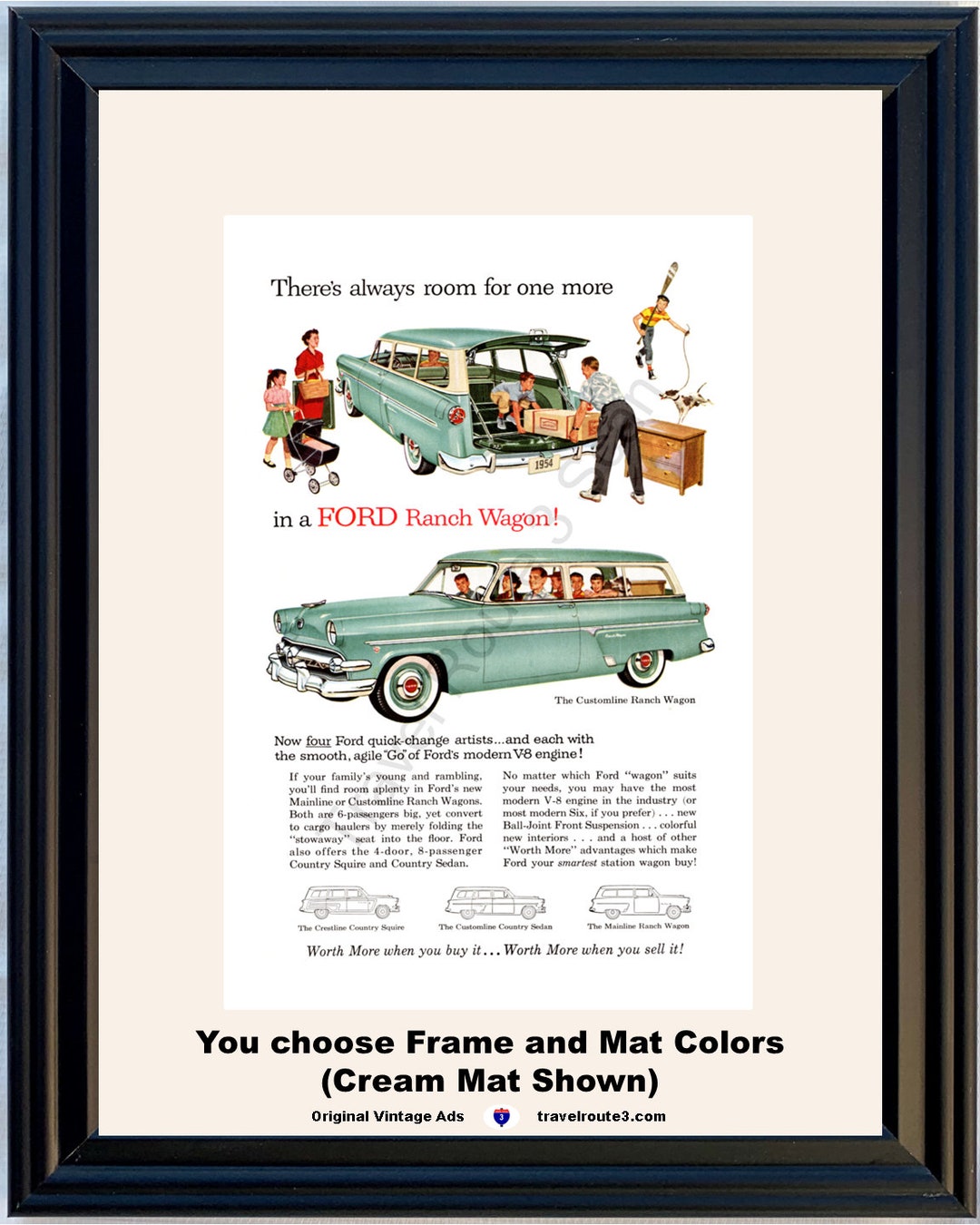 1954 Ford Ranch Wagon Vintage Ad Customline 2 Door Station 54 *you