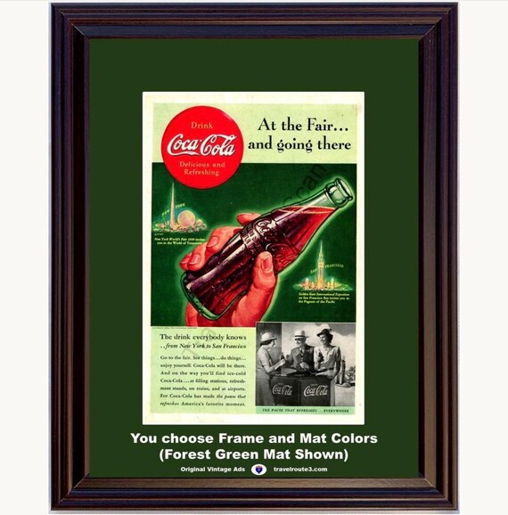 Coca-Cola ヴィンテージ 広告 オリジナル 1939 Coca Cola New York World's Fair Framed ORIGINAL Vintage Ad