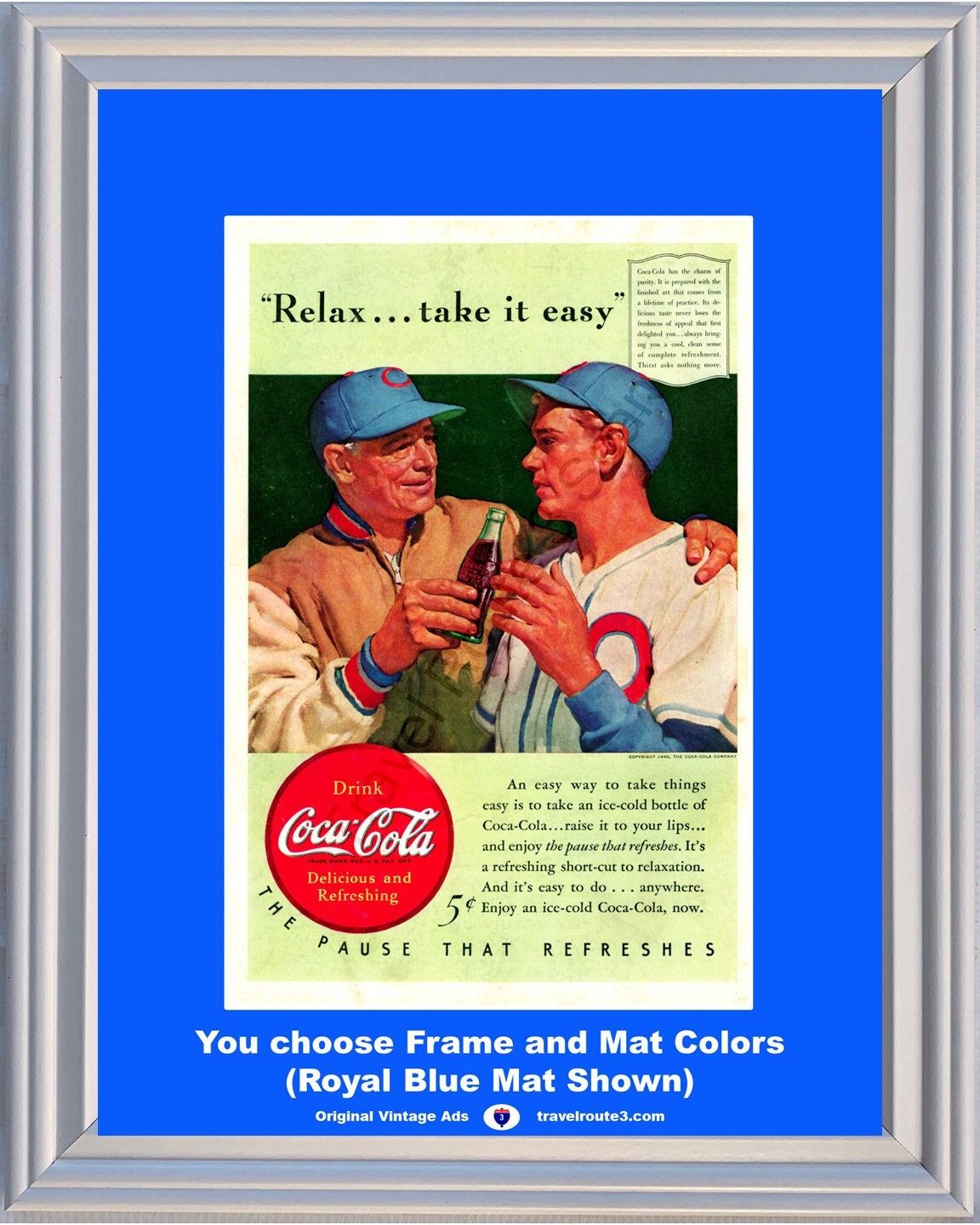 1940 Coca Cola Baseball Relax Vintage Ad Take It Easy Pause That