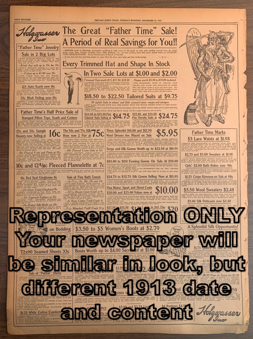 Random 1913 100+ Year Old Newspaper Vintage Advertisements Ads