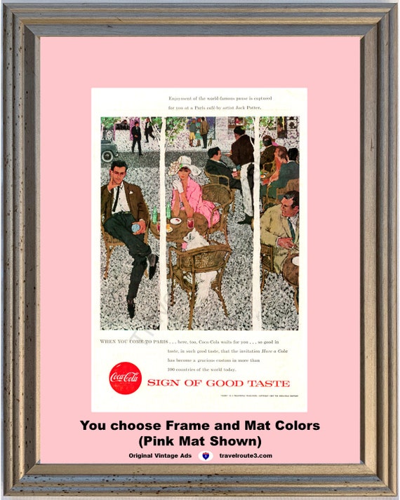 1957年 コカ・コーラ パリ ヴィンテージ広告 カフェ絵画 良質な味わい
