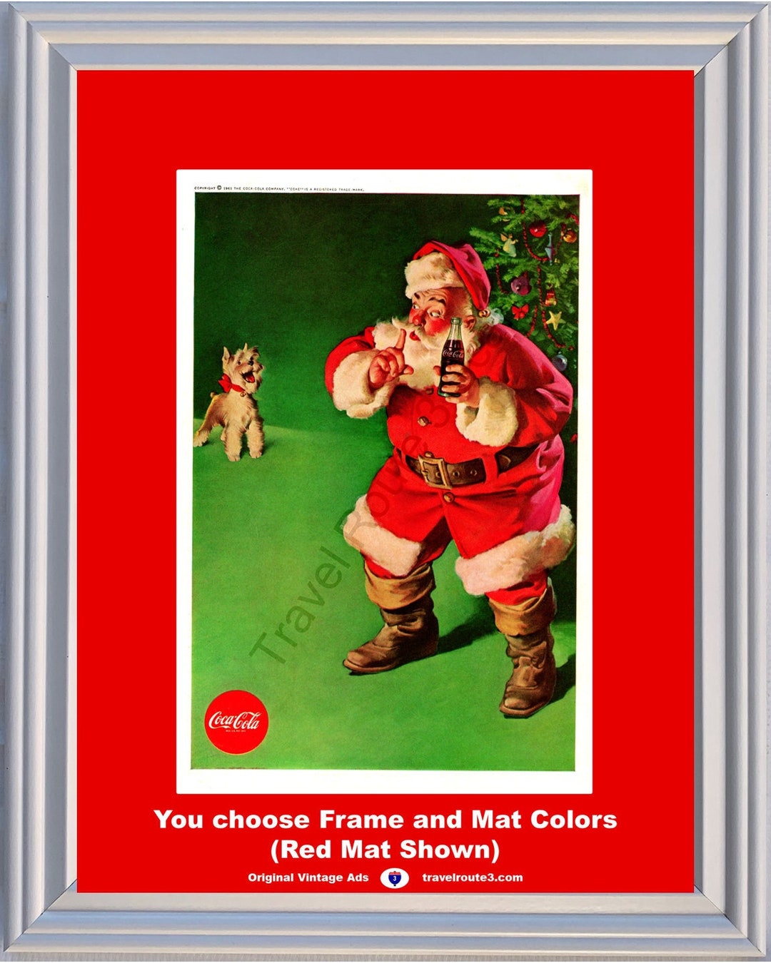 1961 Coca Cola Christmas Santa Claus Vintage Ad Dog Barking Shh