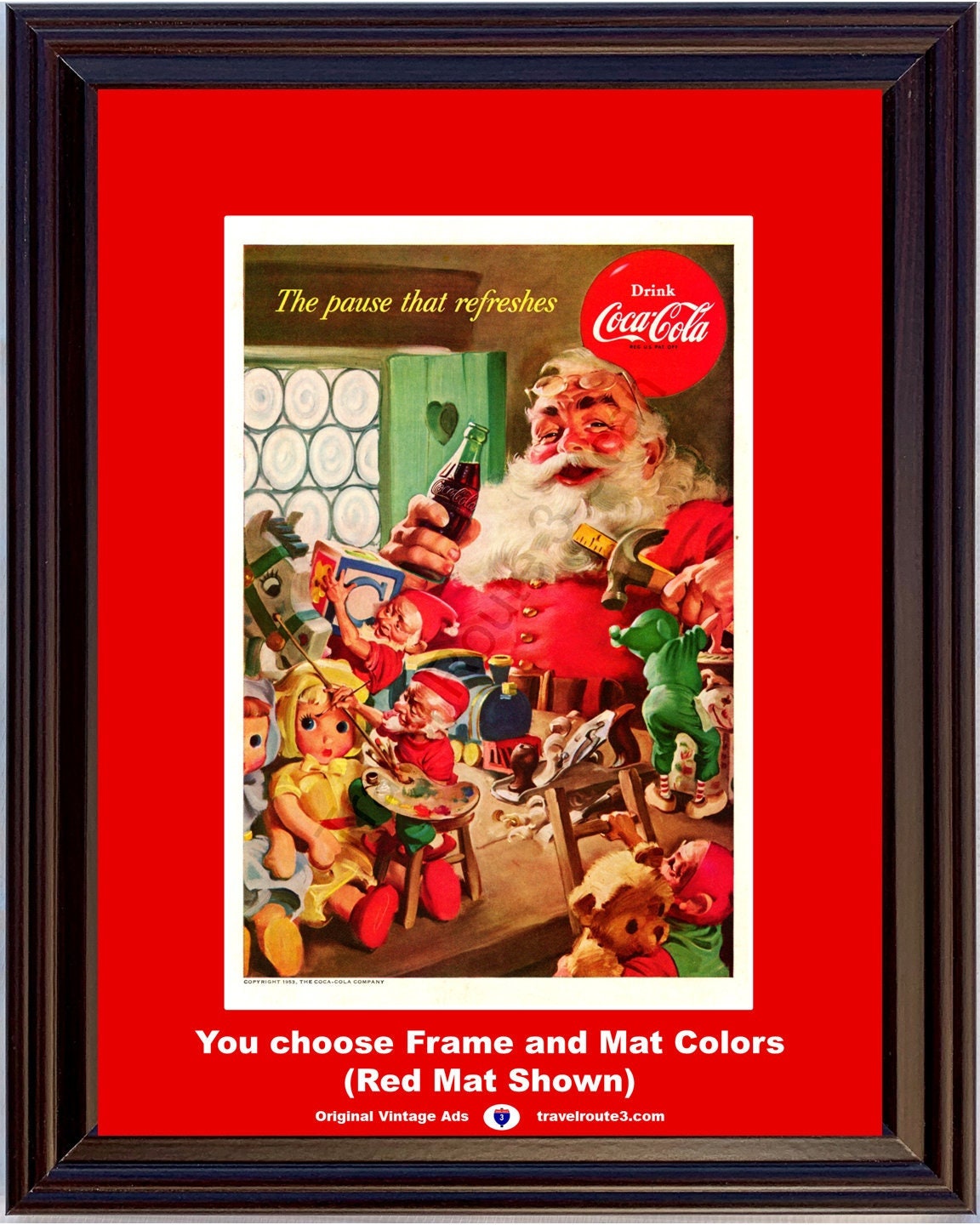1953 Coca Cola Santa Claus Vintage Ad Workshop Elves Pause