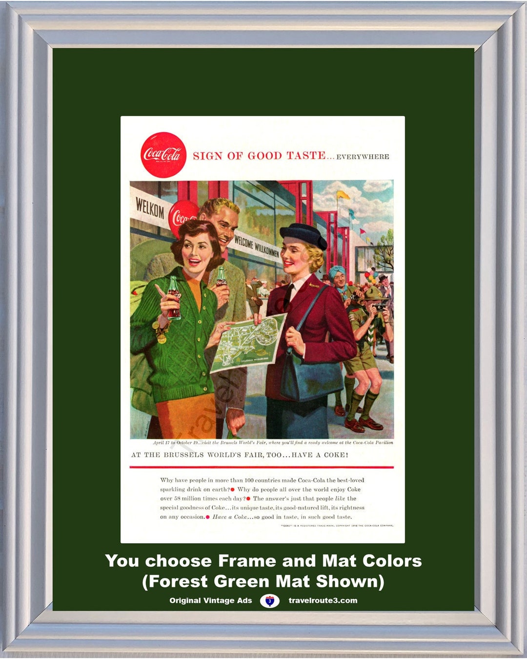 1958 Coca Cola Brussels World's Fair Vintage Ad Have a Coke Sign