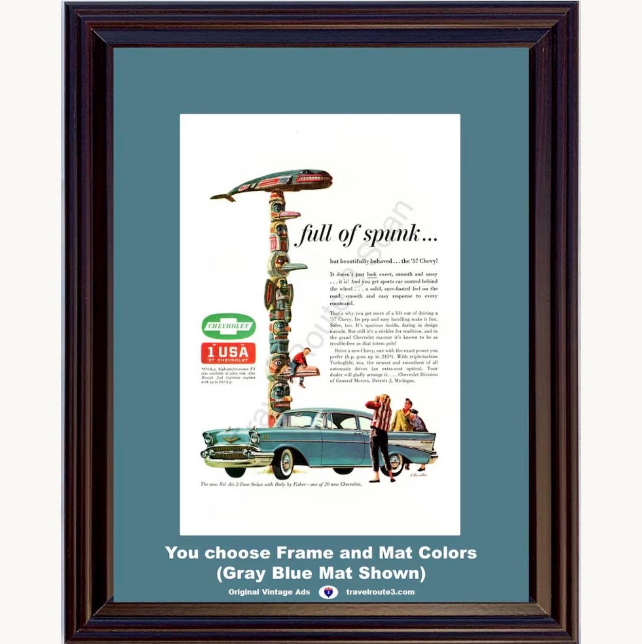 1957 Chevrolet Bel Air Framed ORIGINAL Vintage Ad - 57 Chevy 2