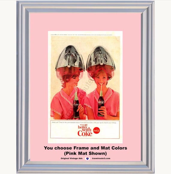1965 Coca Cola Hair Salon Framed ORIGINAL Vintage Ad - Love Pink
