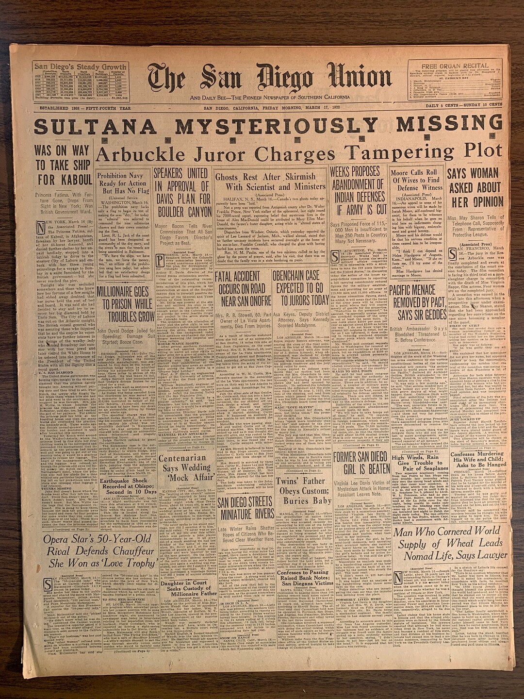 vintage L.G.B news paper design タンクトップ March 17th 17 1922 100 Year Old Newspaper Vintage Advertisements