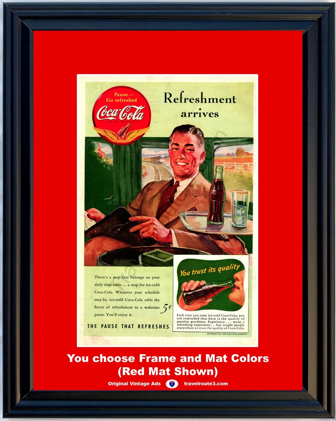 1941 Coca Cola the Pause That Refreshes Vintage Ad Ice Cold