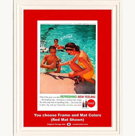 Coca-Cola レトロポスターフレーム A2サイズ4枚セット 1962 Coca Cola Coke Zing Vintage Ad Tingling Refreshing Sparkling