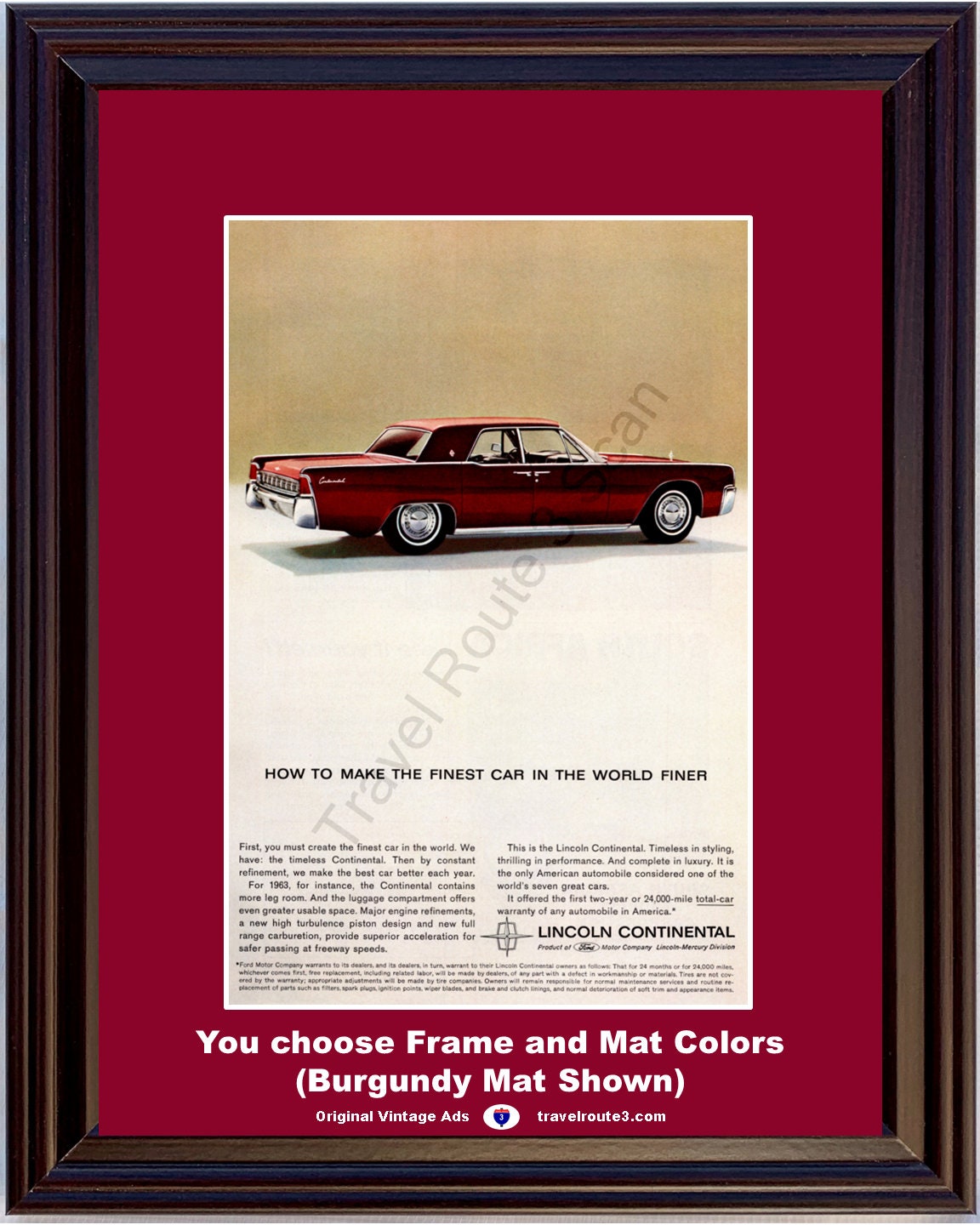 1963 Lincoln Continental Vintage Ad Suicide 4 Door Luxury Finest