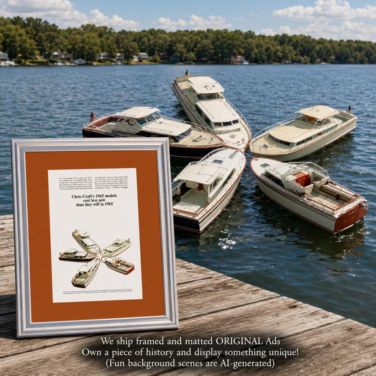1965 Chris-craft Boats Framed ORIGINAL Vintage Ad - Cabin Cruiser