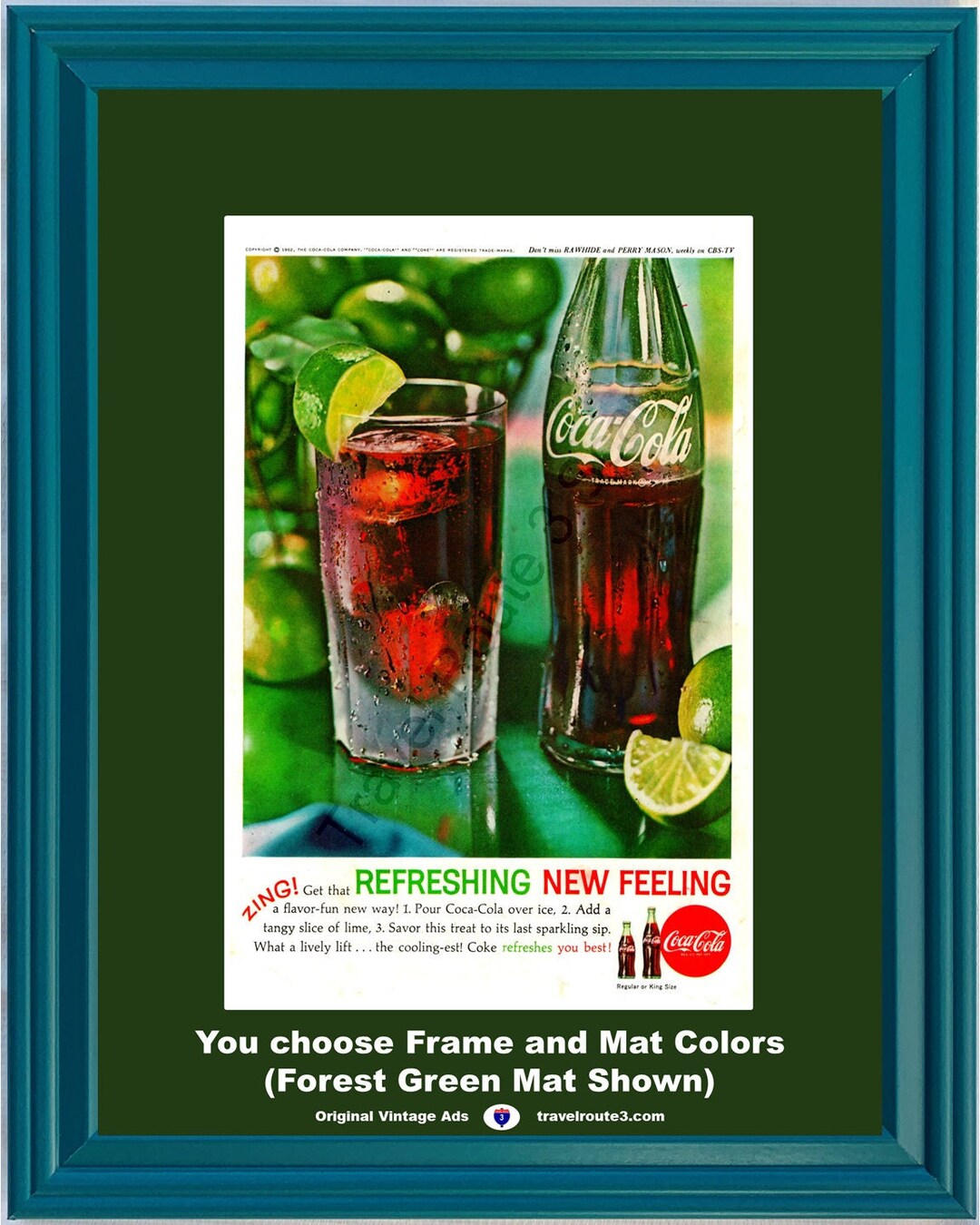 1962 Coca Cola Lime Zing Vintage Ad Refreshing New Feeling Ice