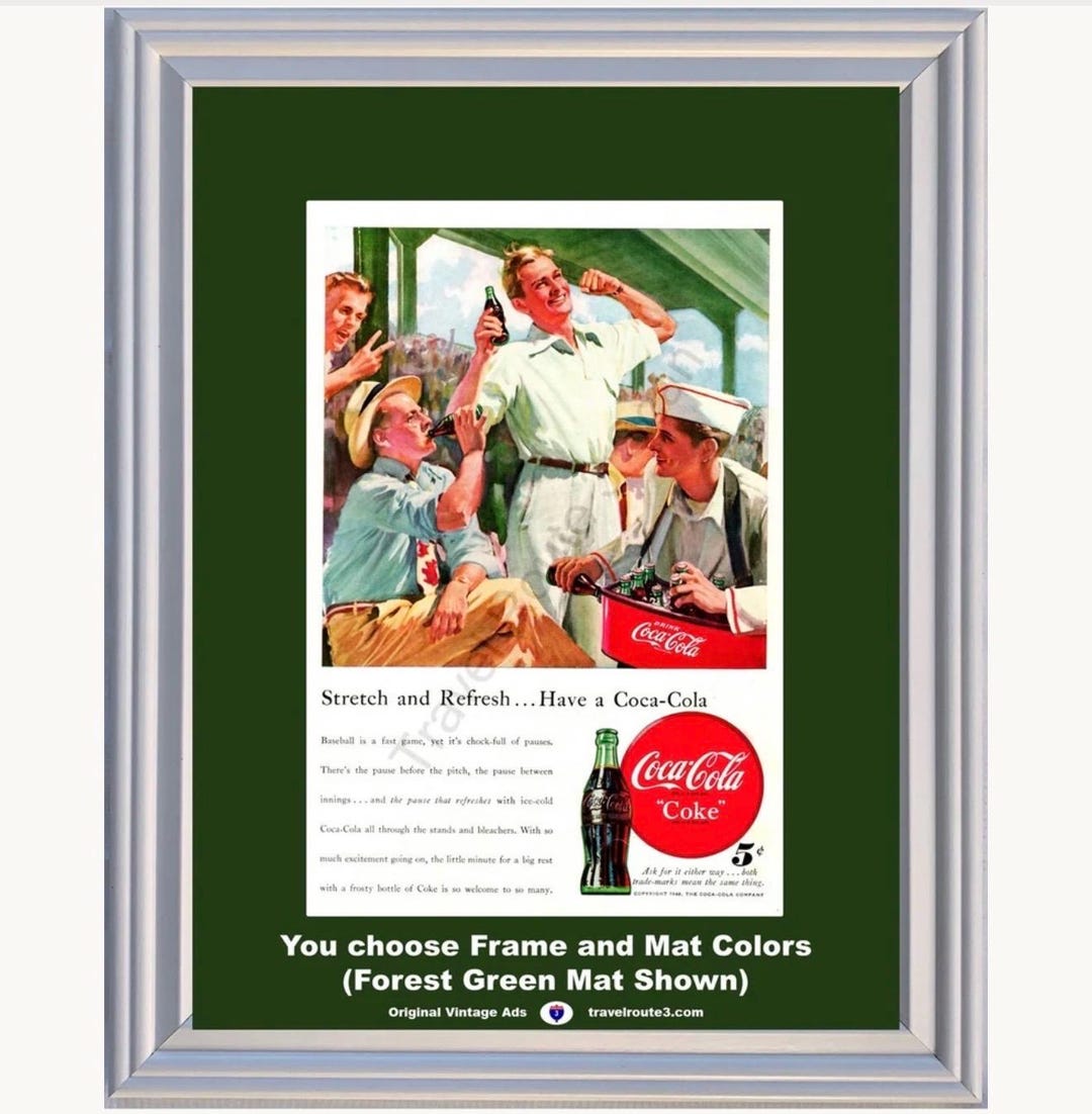 1948 Coca Cola Baseball Stadium Framed ORIGINAL Vintage Ad - Coke