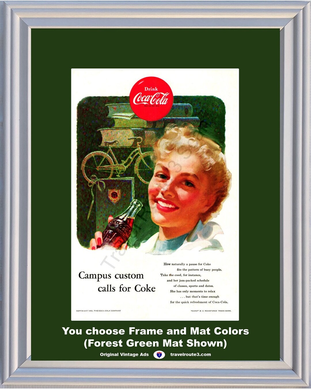 1953 Coca Cola College Campus Student Vintage Ad Coke Coed Books