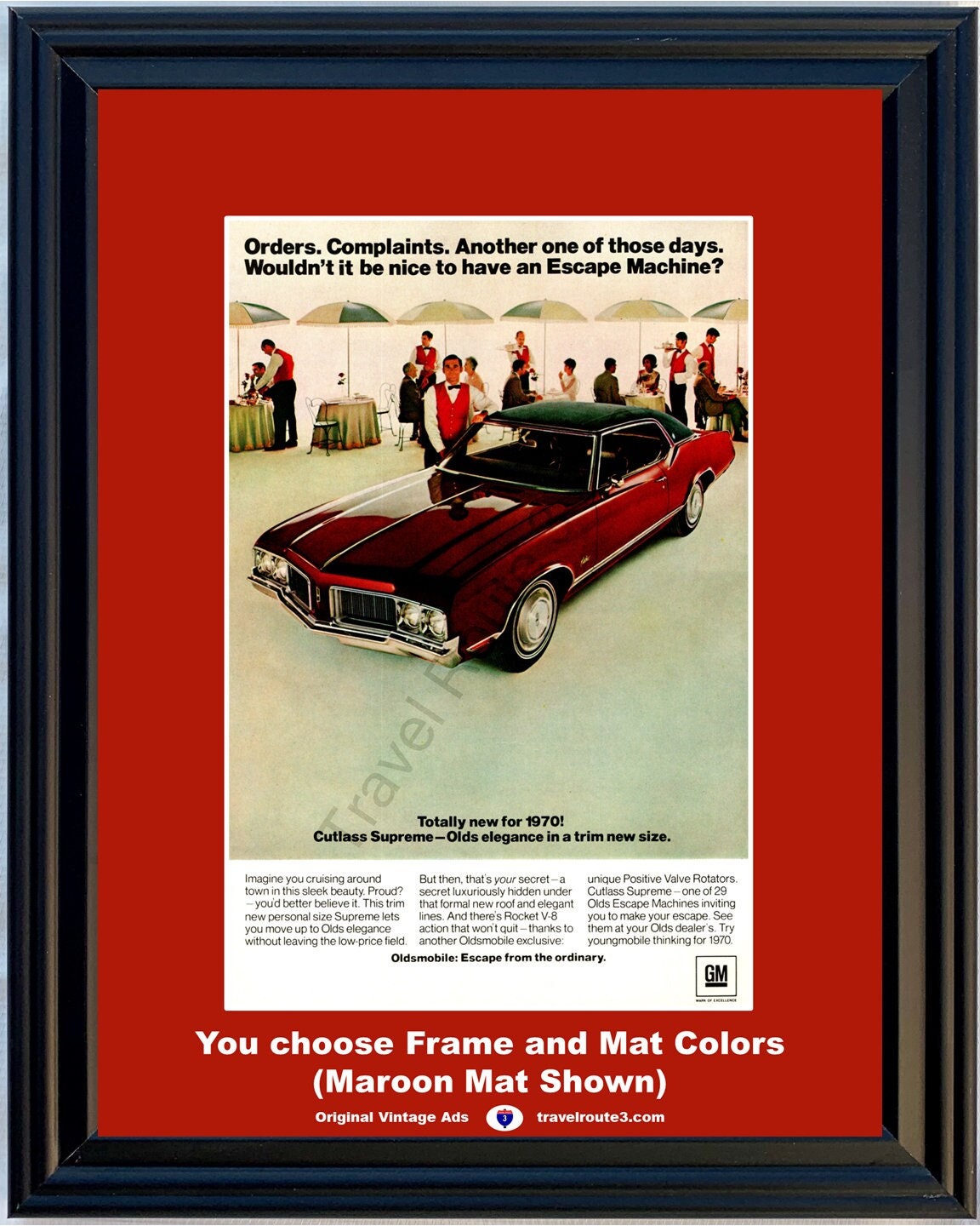 1970 Oldsmobile Cutlass Supreme Vintage Ad Olds Elegance Escape
