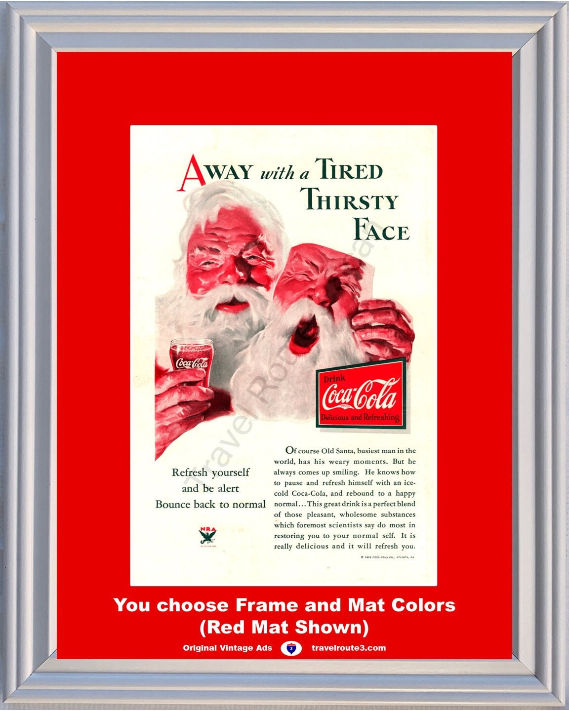 1933 Coca Cola Christmas Santa Clause Vintage Ad Tired Thirsty