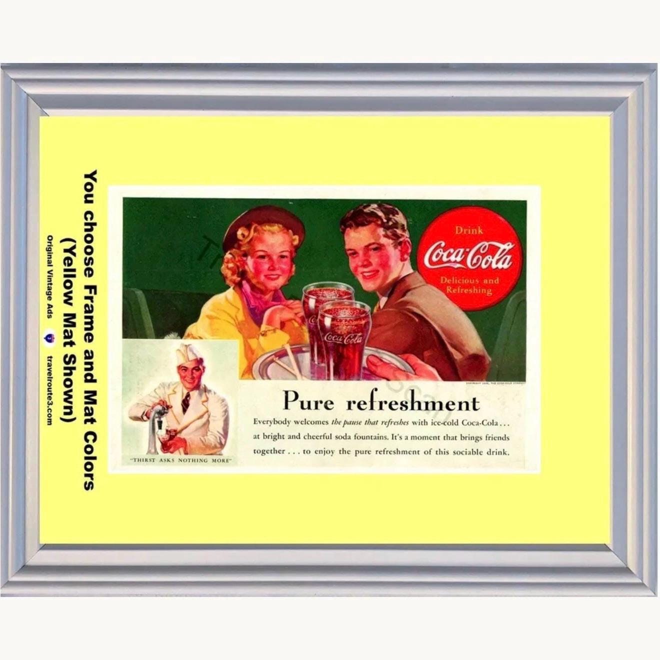 1938 Coca Cola Soda Fountain Framed ORIGINAL Vintage Ad - Pause