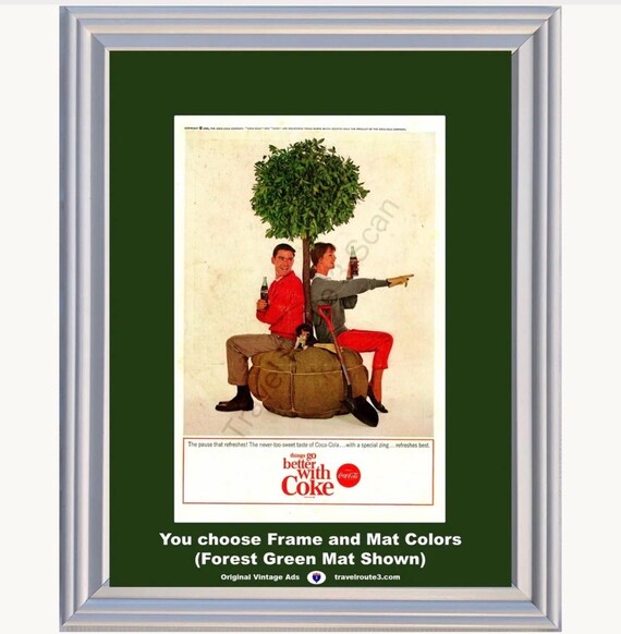 1964 Coca Cola Plant a Tree Framed ORIGINAL Vintage Ad - Pause