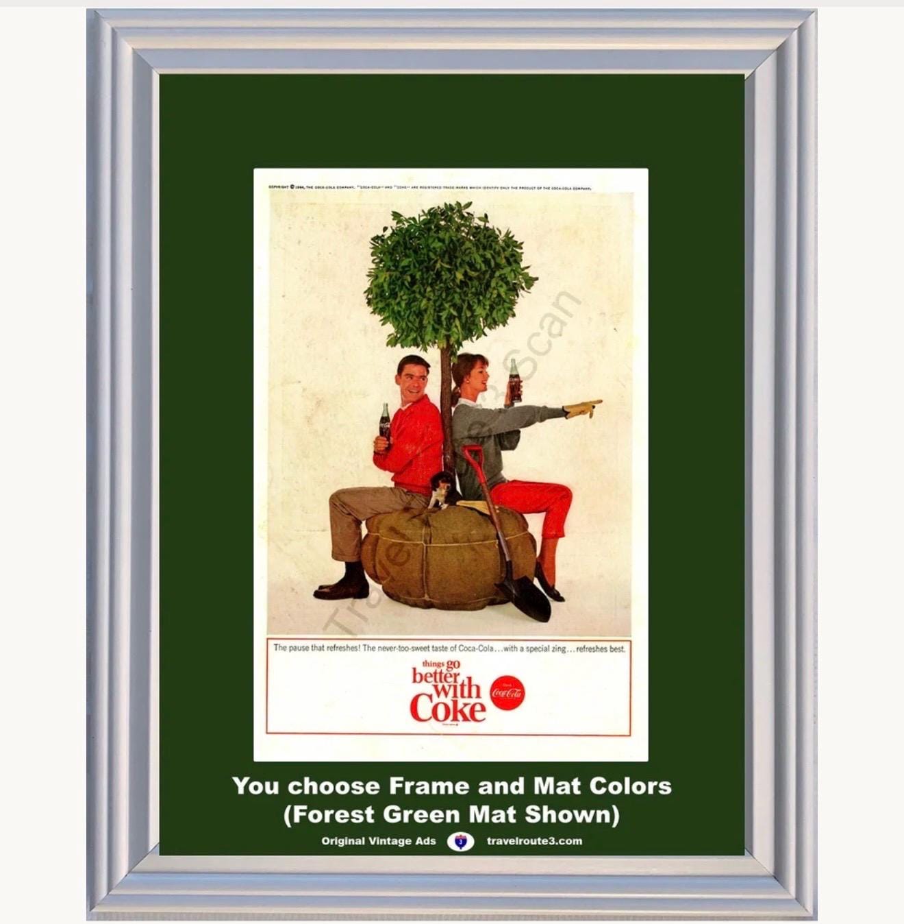 1964 Coca Cola Plant a Tree Framed ORIGINAL Vintage Ad - Pause
