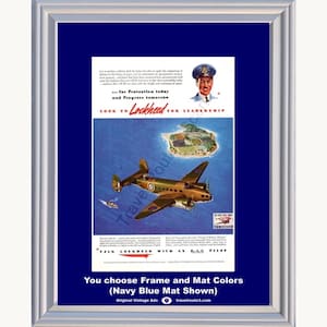1941 WWII Royal Air Force Bomber Framed ORIGiNAL Vintage Ad - RAF Pilot Army Navy Hudson WW2 World War II 2 41 *You Choose Frame-Mat Colors*