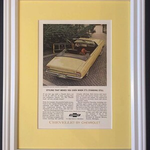 1964 Chevrolet Chevelle Malibu Vintage Ad 64 Chevy Cabrio Goldwood Gelb * Sie wählen die Rahmenfarbe aus den USA