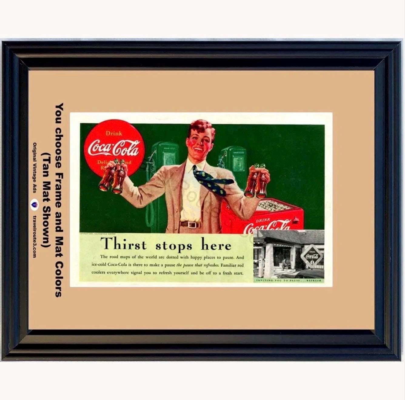 1939 Coca Cola Gas Station Pumps Vintage Ad Thirst Stops Here Road