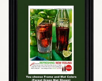 1962 Coca Cola Lime Zing Framed ORIGINAL Vintage Ad - Refreshing