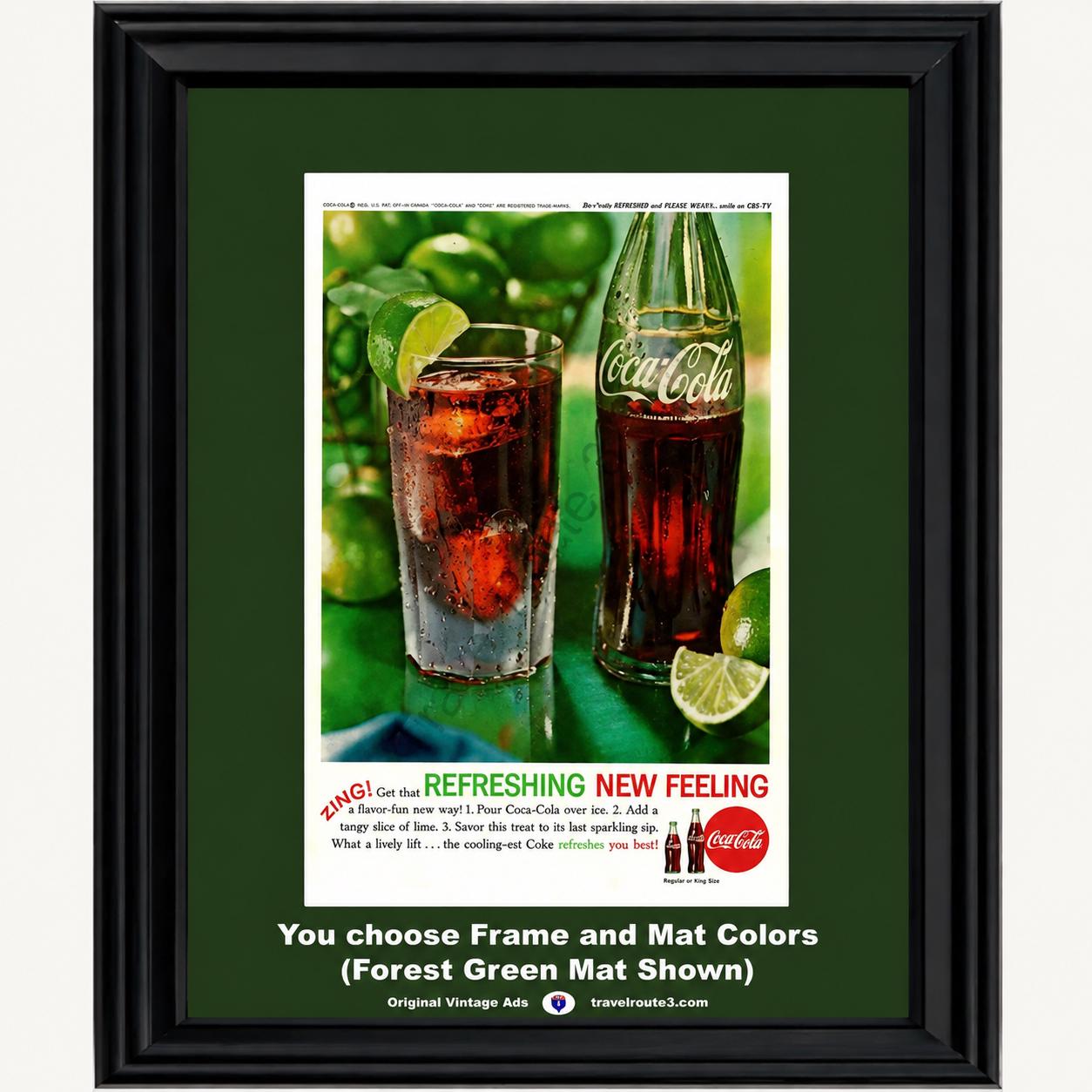1962 Coca Cola Lime Zing Framed ORIGINAL Vintage Ad - Refreshing