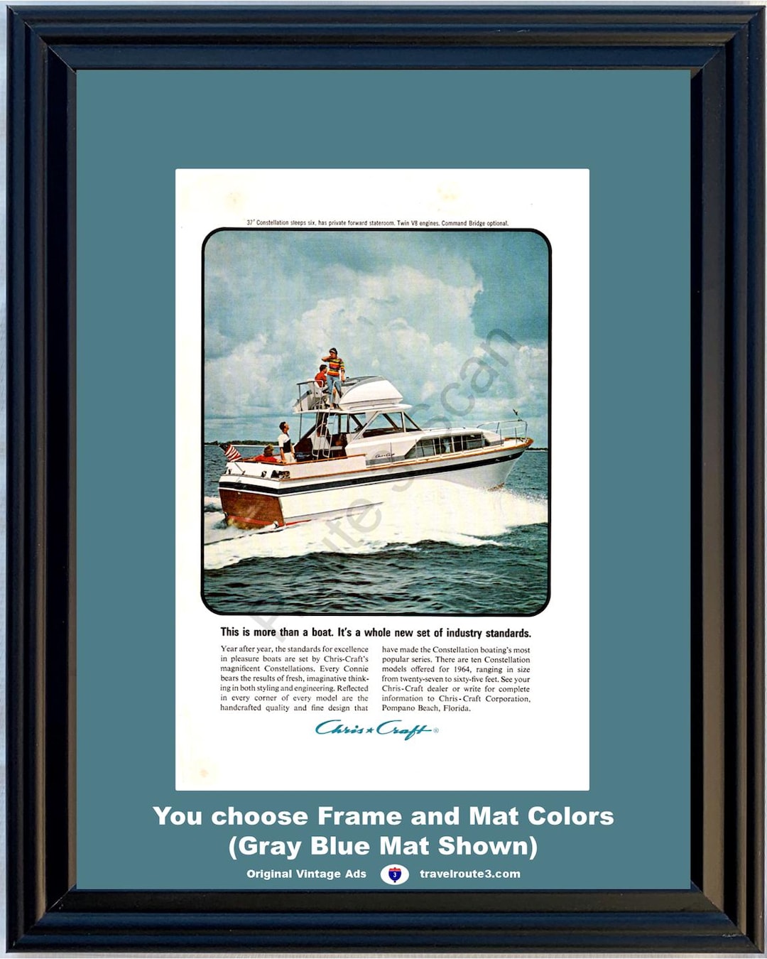 1964 Chris Craft Constellation Boat Vintage Print Ad 37 Foot